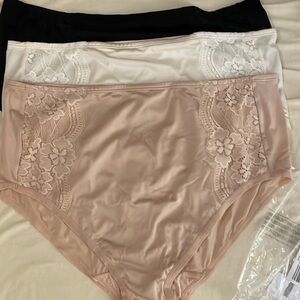 ALL WORTHY 3 Lace Trim Brief Panties 2X